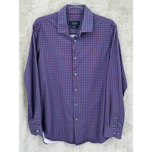 Bugatchi Other - Bugatchi Shirt Mens Medium Plaid OoohCotton Tech Stretch Comfort Office Travel